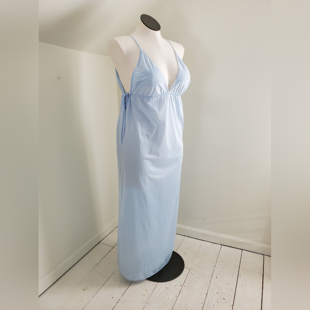 Vintage ILGWU Sky Blue Spaghetti Strap Maxi Nightgown